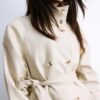 High Neck Leather Effect Trench Coat High Neck Leather Effect Trench Coat