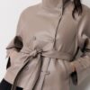 High Neck Leather Effect Trench Coat High Neck Leather Effect Trench Coat