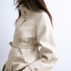 High Neck Leather Effect Trench Coat High Neck Leather Effect Trench Coat