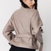 High Neck Leather Effect Trench Coat High Neck Leather Effect Trench Coat