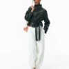 High Neck Leather Effect Trench Coat High Neck Leather Effect Trench Coat