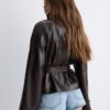 High Neck Leather Effect Trench Coat High Neck Leather Effect Trench Coat