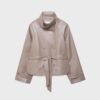 High Neck Leather Effect Trench Coat High Neck Leather Effect Trench Coat