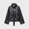 High Neck Leather Effect Trench Coat High Neck Leather Effect Trench Coat