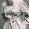 High Neck Leather Effect Trench Coat High Neck Leather Effect Trench Coat