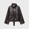 High Neck Leather Effect Trench Coat High Neck Leather Effect Trench Coat