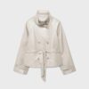 High Neck Leather Effect Trench Coat High Neck Leather Effect Trench Coat