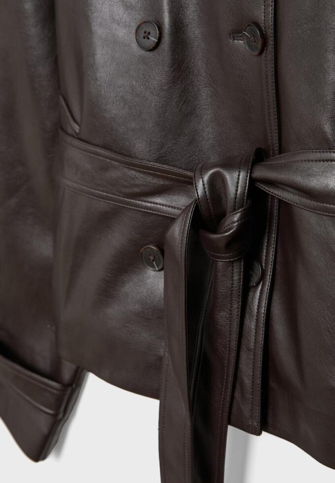 High Neck Leather Effect Trench Coat High Neck Leather Effect Trench Coat