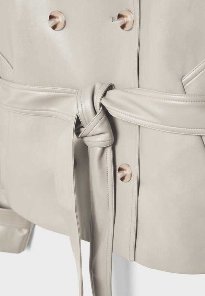 High Neck Leather Effect Trench Coat High Neck Leather Effect Trench Coat