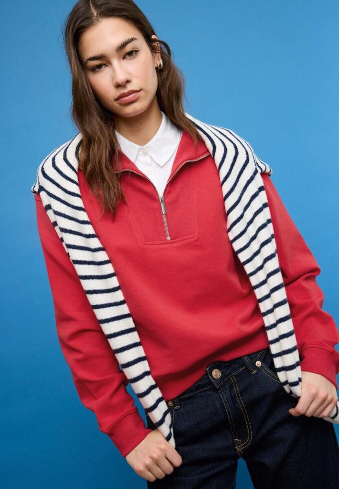 High-Neck Sweatshirt with Zip