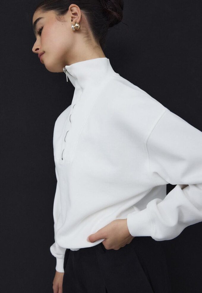 High-Neck Sweatshirt with Zip