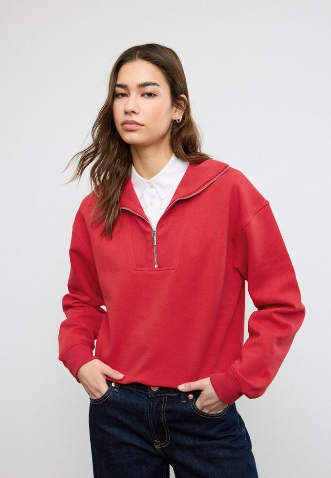 High-Neck Sweatshirt with Zip