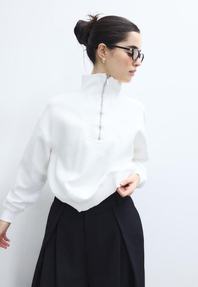 High-Neck Sweatshirt with Zip