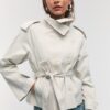 High-Neck Trench Coat with Belt High-Neck Trench Coat with Belt