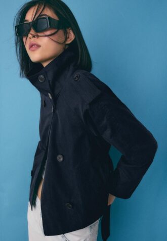 High Neck Trench Coat with Belt