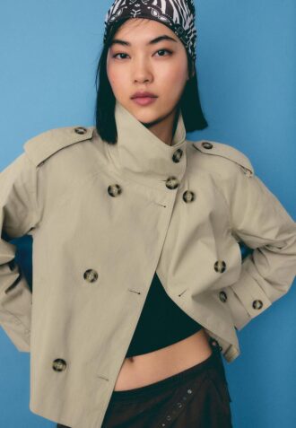 High Neck Trench Coat with Belt