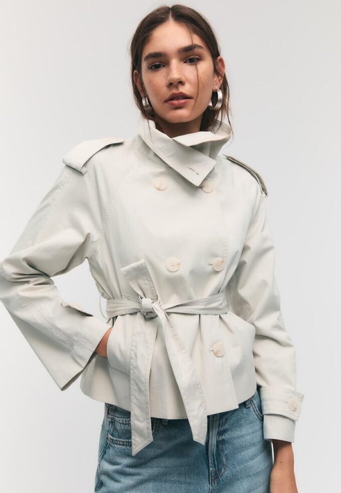 High-Neck Trench Coat with Belt High-Neck Trench Coat with Belt