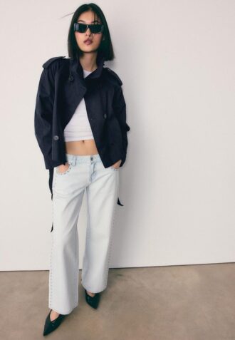 High Neck Trench Coat with Belt