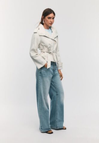 High-Neck Trench Coat with Belt