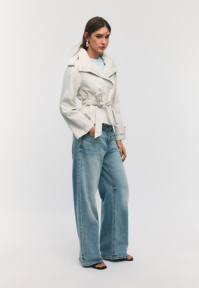High-Neck Trench Coat with Belt High-Neck Trench Coat with Belt