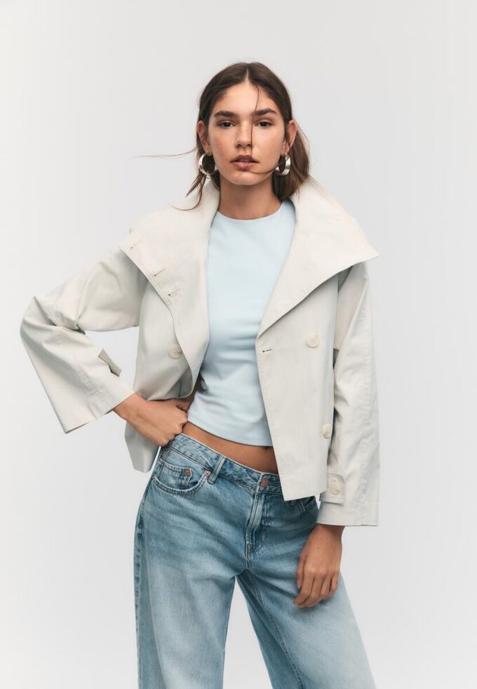 High-Neck Trench Coat with Belt High-Neck Trench Coat with Belt