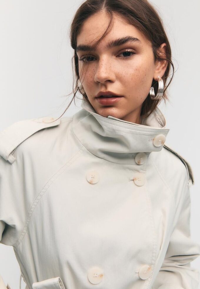 High-Neck Trench Coat with Belt High-Neck Trench Coat with Belt