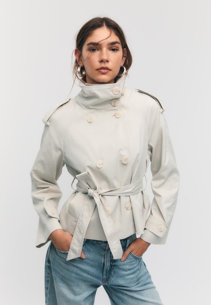 High-Neck Trench Coat with Belt High-Neck Trench Coat with Belt