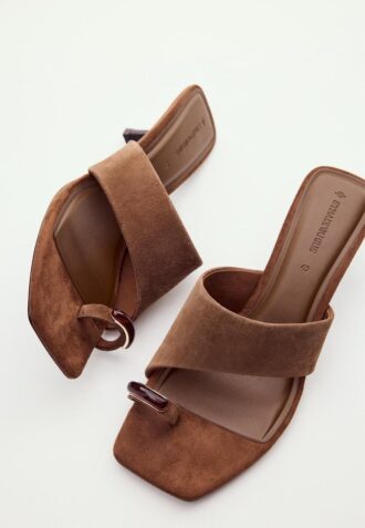 Kitten Heel Leather Sandals