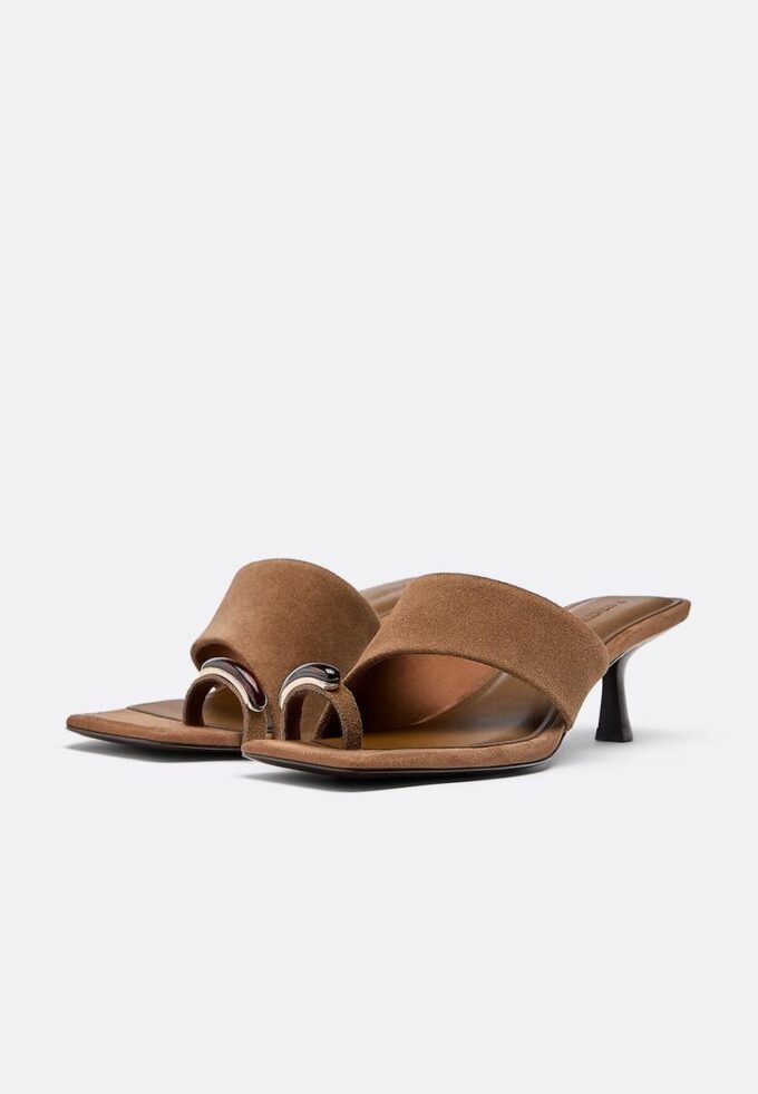 Kitten Heel Leather Sandals
