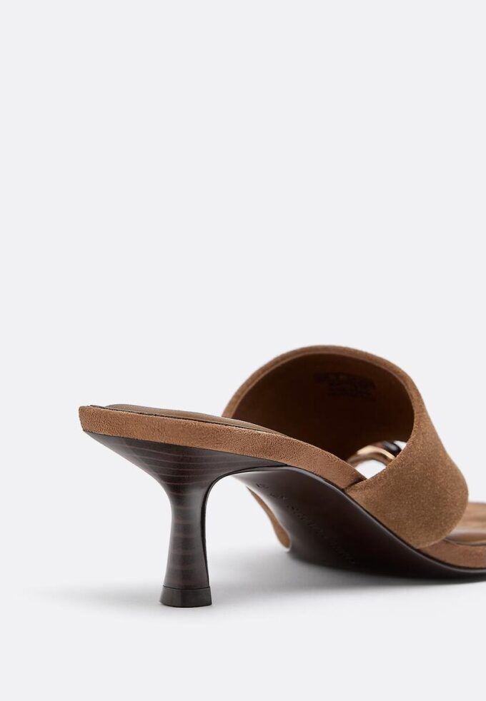 Kitten Heel Leather Sandals