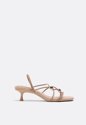 Kitten Heel Sandals with Metal Detail