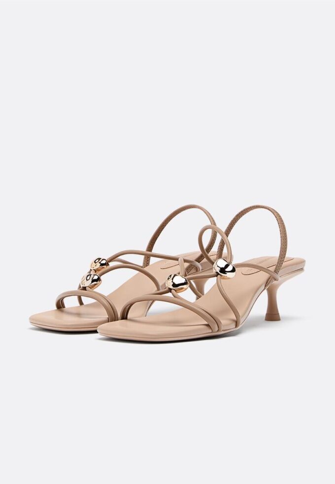 Kitten Heel Sandals with Metal Detail Kitten Heel Sandals with Metal Detail