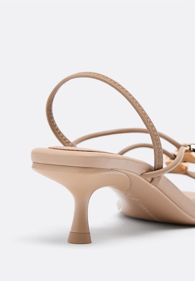 Kitten Heel Sandals with Metal Detail Kitten Heel Sandals with Metal Detail