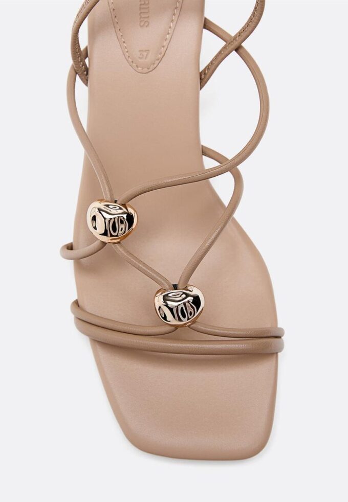 Kitten Heel Sandals with Metal Detail Kitten Heel Sandals with Metal Detail