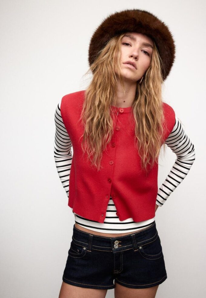Knit Vest with Padded Shoulders