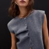 Knit Vest with Padded Shoulders