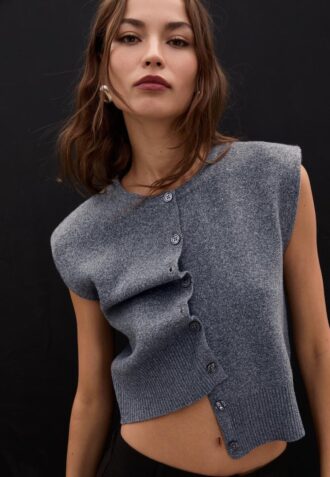 Knit Vest with Padded Shoulders