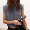 Knit Vest with Padded Shoulders