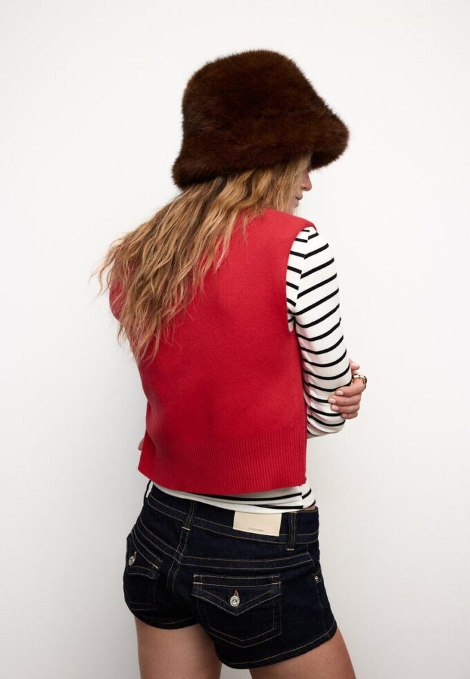 Knit Vest with Padded Shoulders
