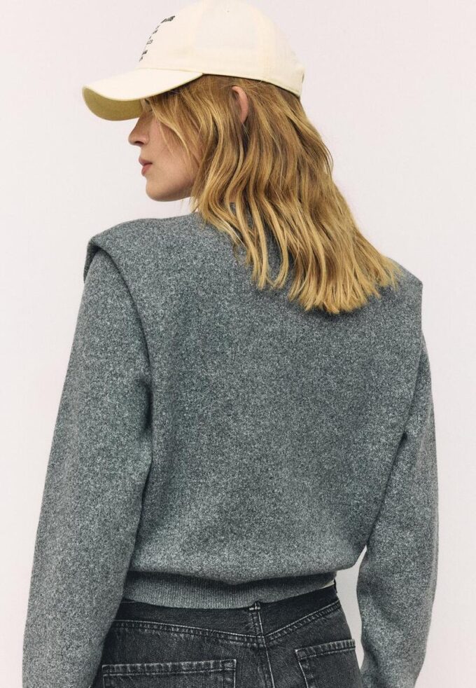Knitted Jumper with Padded Shoulders Knitted Jumper with Padded Shoulders