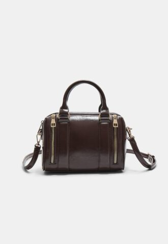 Leather Effect Bag with Zips