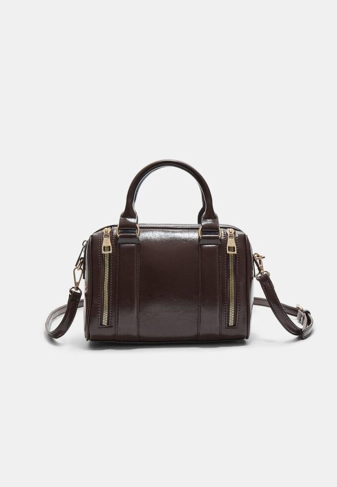 Leather Effect Bag with Zips
