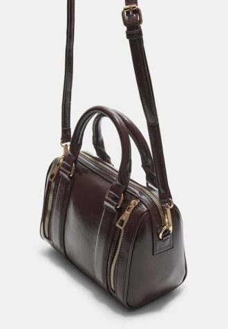 Leather Effect Bag with Zips