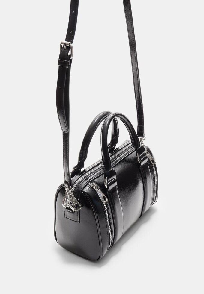 Leather Effect Bag with Zips