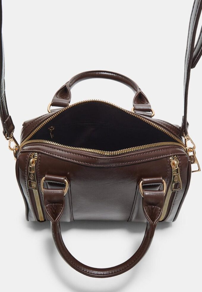 Leather Effect Bag with Zips