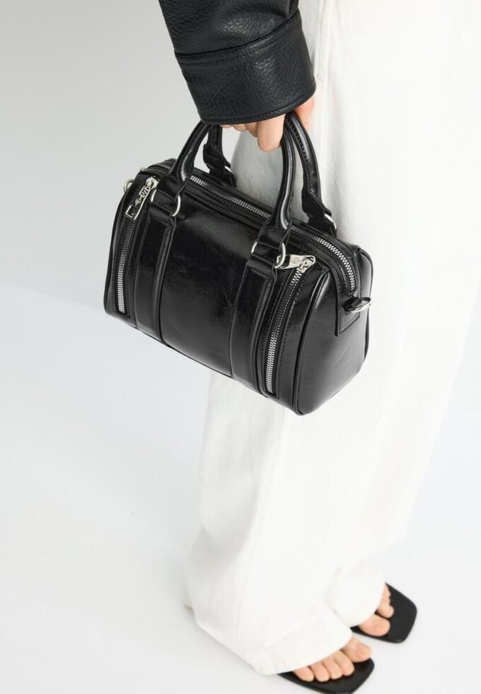Leather Effect Bag with Zips