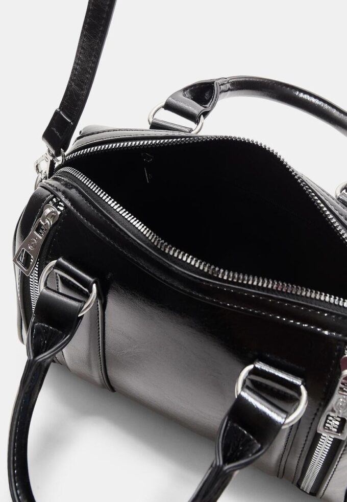 Leather Effect Bag with Zips