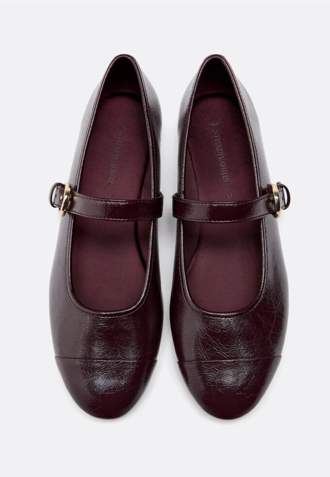 Leather Effect Ballet Flats with Toecap
