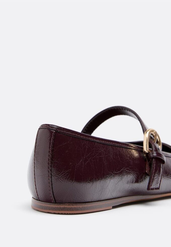 Leather Effect Ballet Flats with Toecap