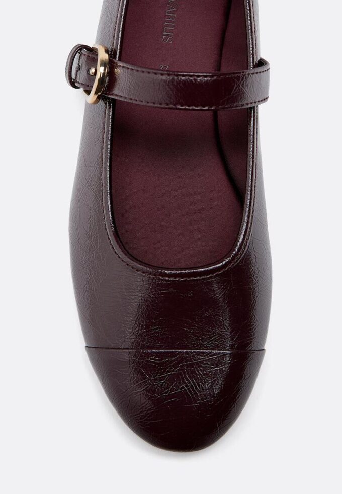 Leather Effect Ballet Flats with Toecap